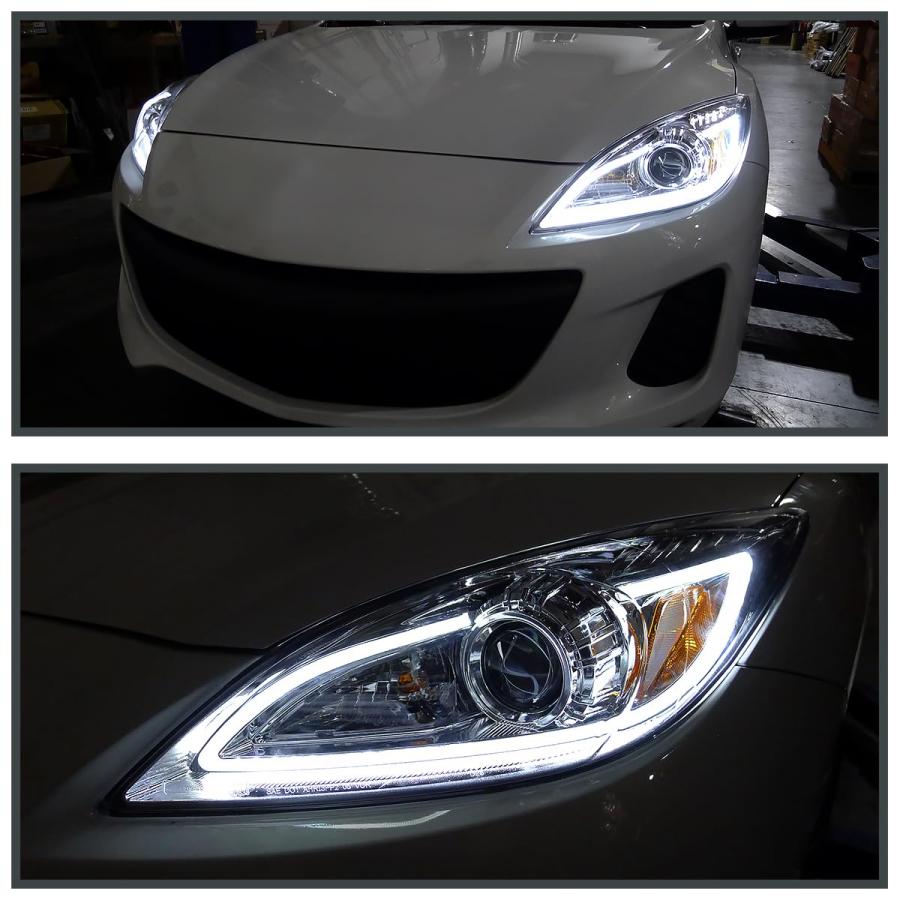 【並行輸入品】Spec D Tuning 2LHP MZ310 TM クロームプロジェクターヘッドライト (ハウジングとLED) Spec Dの画像