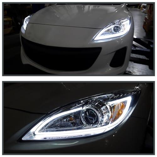 【並行輸入品】Spec D Tuning 2LHP MZ310 TM クロームプロジェクターヘッドライト (ハウジングとLED) Spec Dの画像
