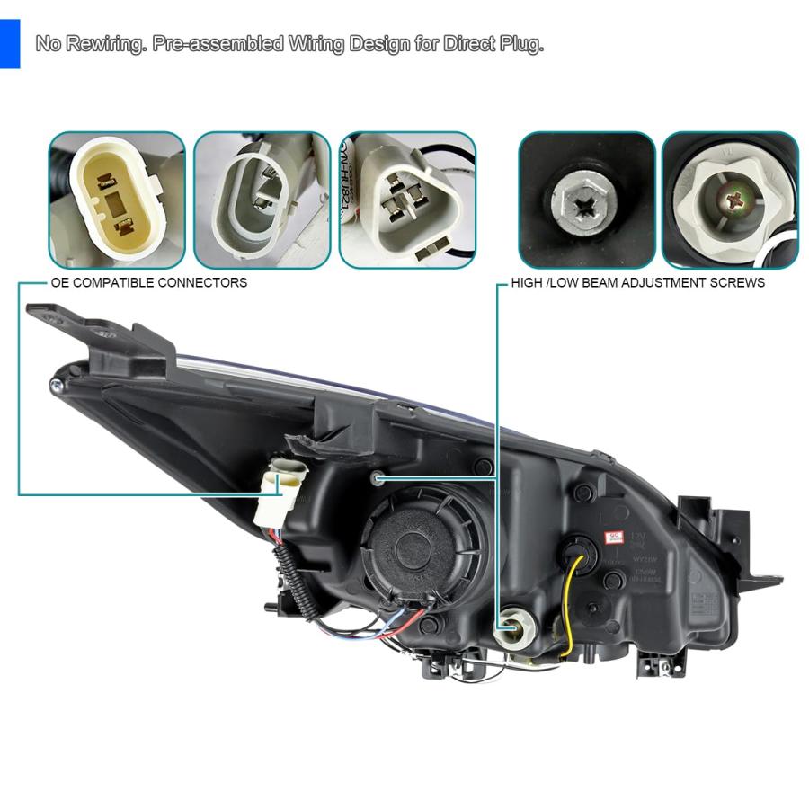 【並行輸入品】Spec D Tuning 2LHP MZ310 TM クロームプロジェクターヘッドライト (ハウジングとLED) Spec Dの画像