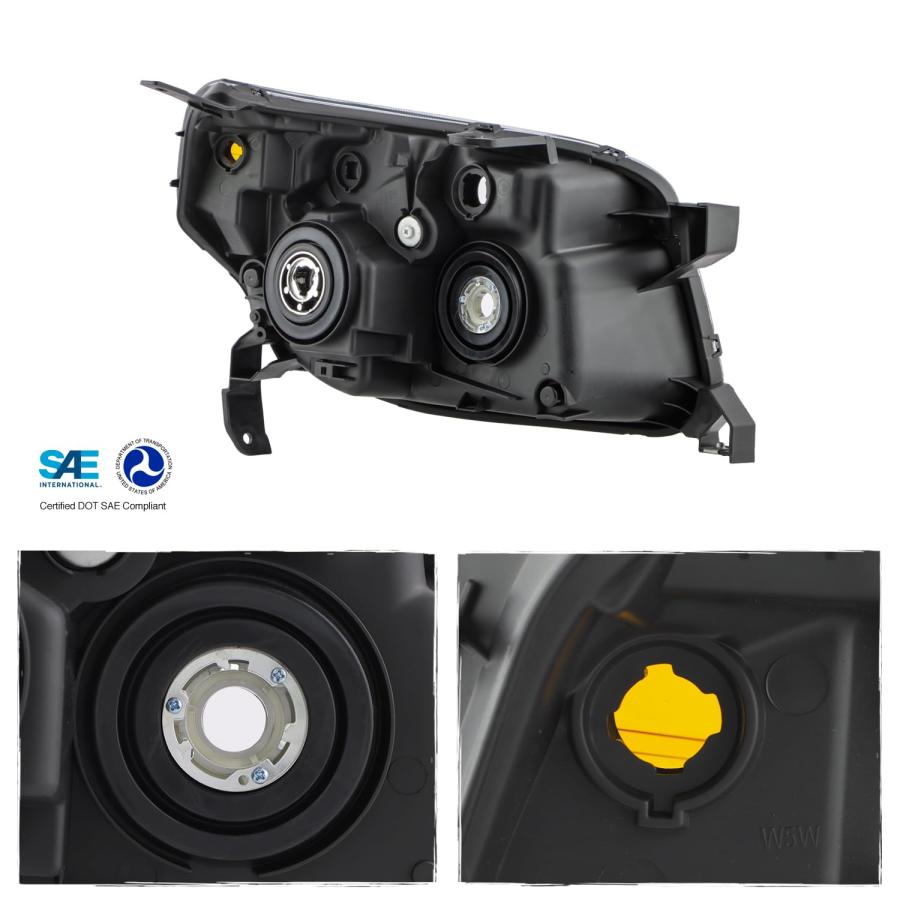 ホンダパイロット用ブラックドライバー左+助手席右側プロジェクターヘッドライトヘッドランプ交換セット AKKON   For Hon 並行輸入品の画像
