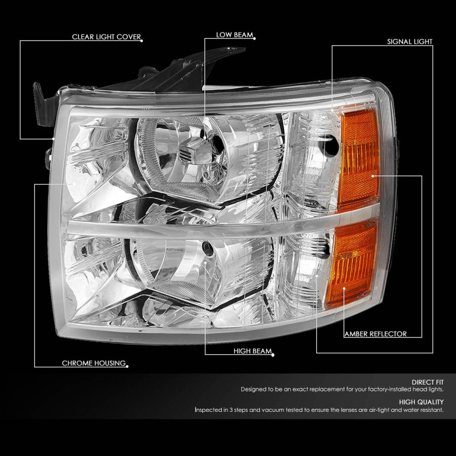 【並行輸入品】DNA MOTORING HL OH CSIL07 CH AM クロムアンバーヘッドライトペア 07 13 Silverado 1の画像