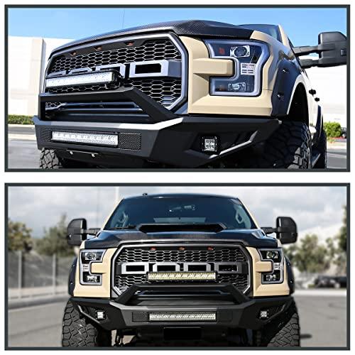【並行輸入品】Spec D Tuning ブラック プロジェクターヘッドライト + LEDバー 2015 2017 Ford F150に対応 左の画像