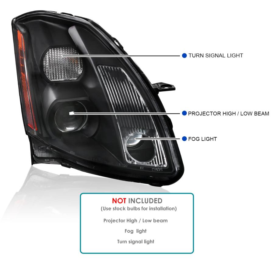 【並行輸入品】Spec D チューニング ブラック プロジェクター ヘッドライト 2004 2006 Nissan Maxima対応 左右ペアヘ_6