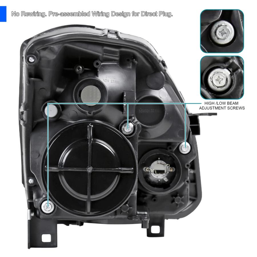 【並行輸入品】Spec D チューニング ブラック プロジェクター ヘッドライト 2004 2006 Nissan Maxima対応 左右ペアヘ_9
