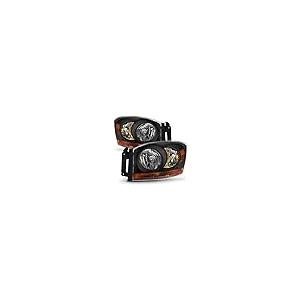 【並行輸入品】06 08 Ram 1500 06 09 Ram 2500 3500 ピックアップトラック用 ブラックヘッドライト フロントランプの画像