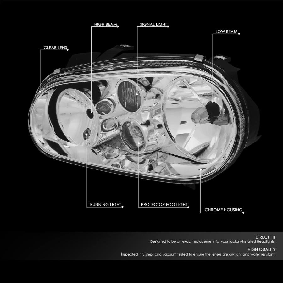【並行輸入品】DNA Motoring HL OH VWGOLF99 CH ヘッドライトアセンブリ 運転席と助手席側 DNA MOTORINGの画像