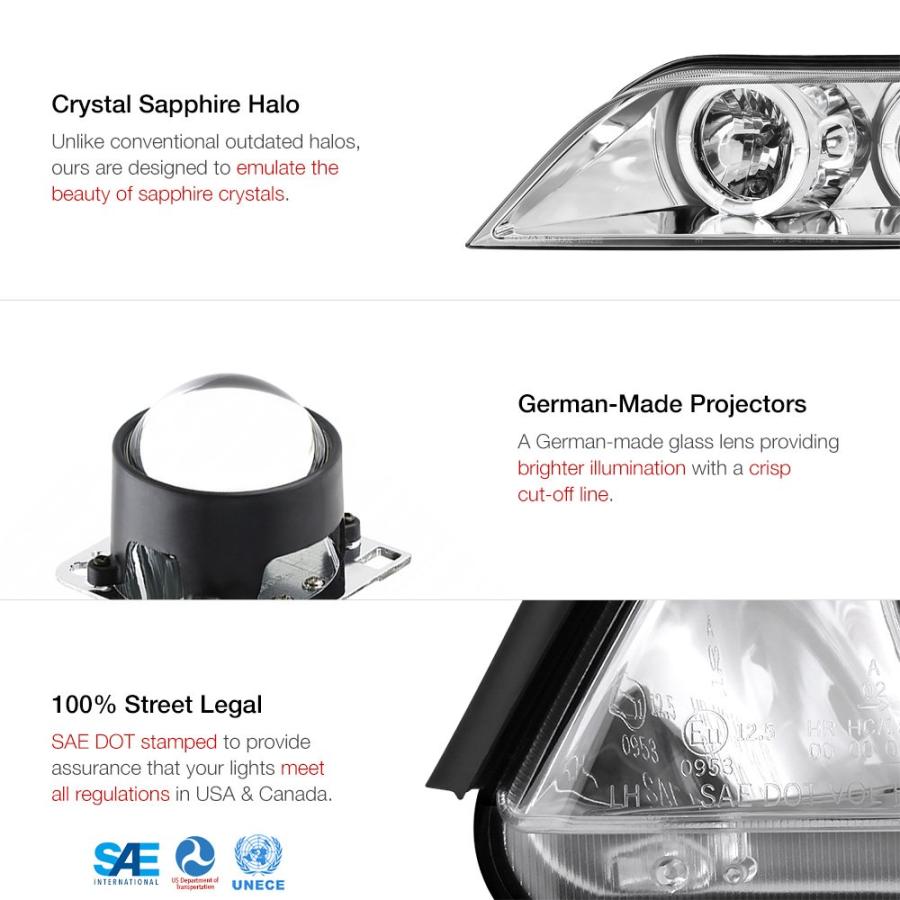 [For 1996 2002 BMW Z3] LED Halo Ring Chrome Projector Headlight  並行輸入品の画像