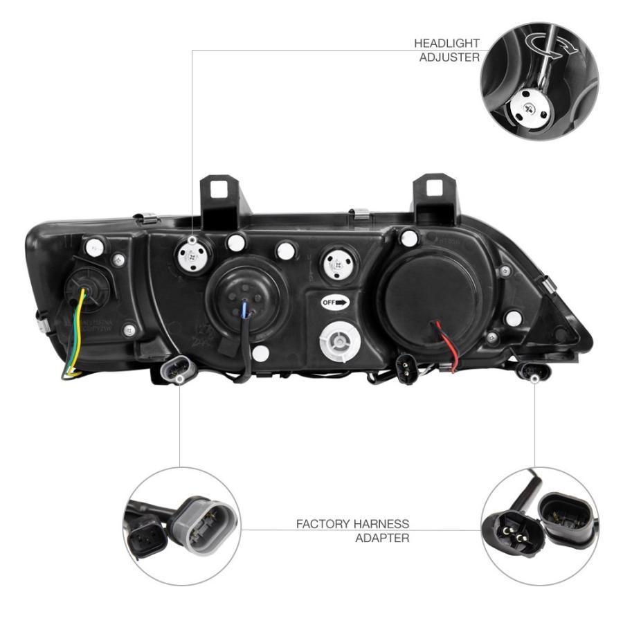 [For 1996 2002 BMW Z3] LED Halo Ring Chrome Projector Headlight  並行輸入品の画像