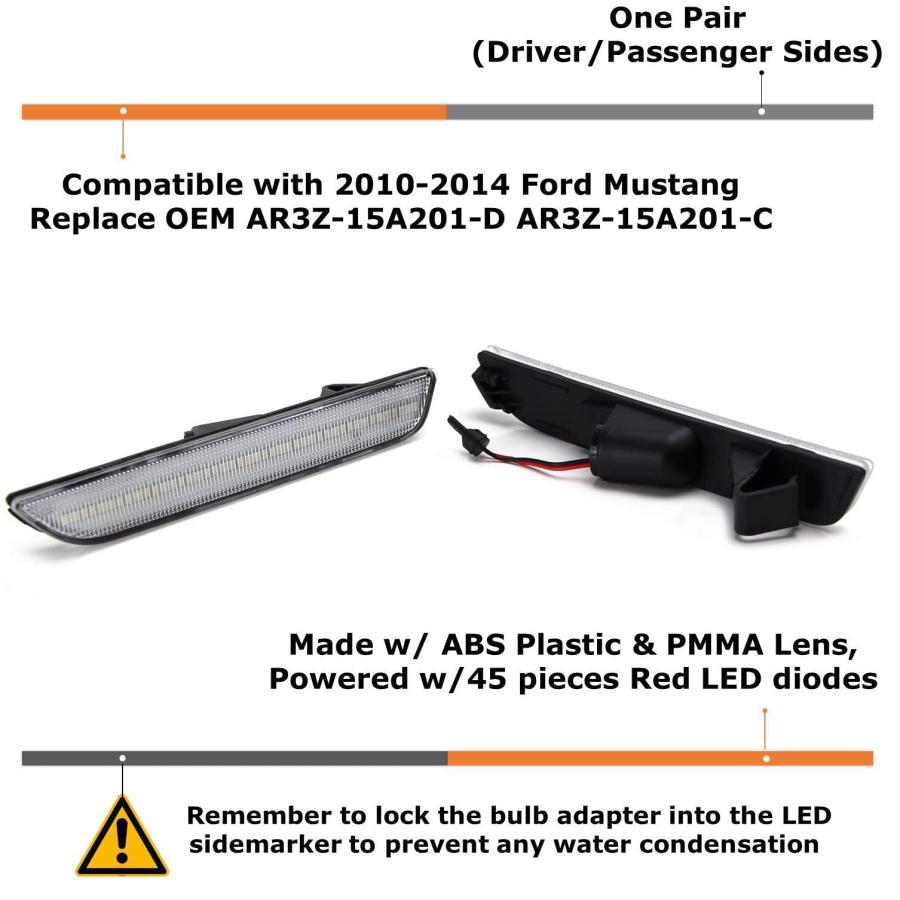 iJDMTOY クリアレンズ レッド フルLED リアサイドマーカーライトキット Ford 2010 14 Mustang対応 4 並行輸入品_3