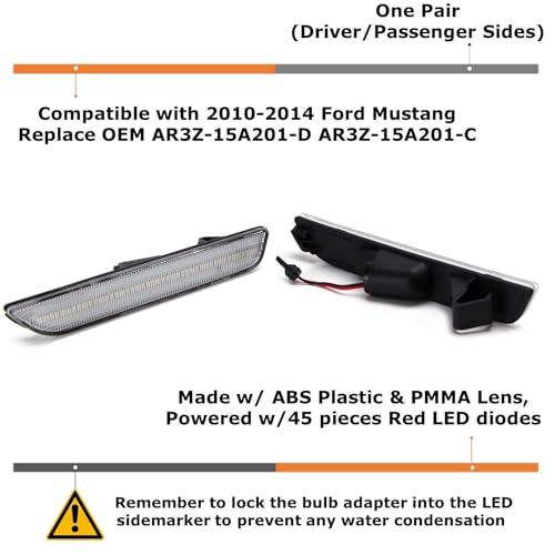 iJDMTOY クリアレンズ レッド フルLED リアサイドマーカーライトキット Ford 2010 14 Mustang対応 4 並行輸入品_4