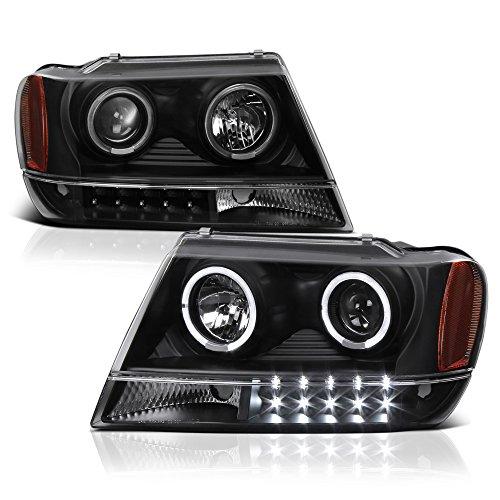 VIPMOTOZ LED ヘイローリング プロジェクター ヘッドライトアセンブリ 1999 2004 ジープ グランドチェロキー用 並行輸入品_1