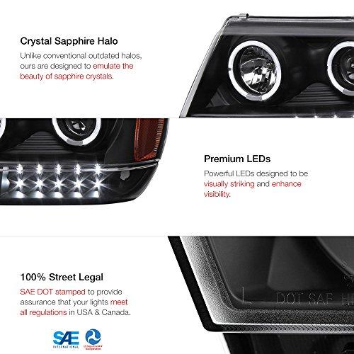 VIPMOTOZ LED ヘイローリング プロジェクター ヘッドライトアセンブリ 1999 2004 ジープ グランドチェロキー用 並行輸入品_4
