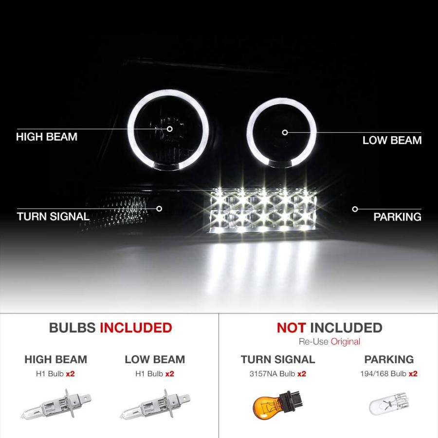 VIPMOTOZ LED ヘイローリング プロジェクター ヘッドライトアセンブリ 1999 2004 ジープ グランドチェロキー用 並行輸入品_6