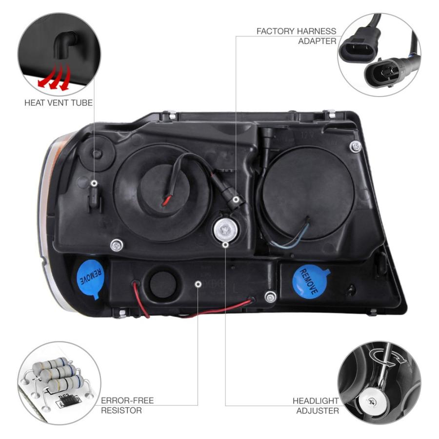 VIPMOTOZ LED ヘイローリング プロジェクター ヘッドライトアセンブリ 1999 2004 ジープ グランドチェロキー用 並行輸入品_9