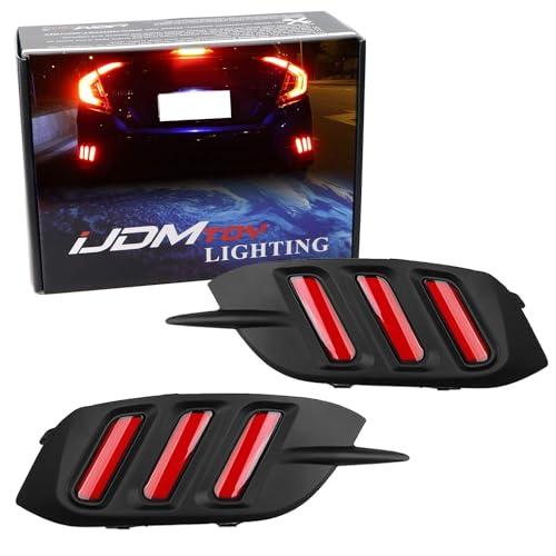 iJDMTOY JDMスタイル レッドレンズ LED バンパー リフレクターランプ 2016 2021 ホンダ シビック セダンと 並行輸入品の画像