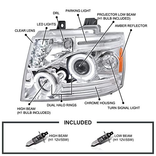 Spec D Tuning クロームプロジェクターヘッドライト 2007 2013 Chevy Avalanche ヘッドライトア 並行輸入品の画像