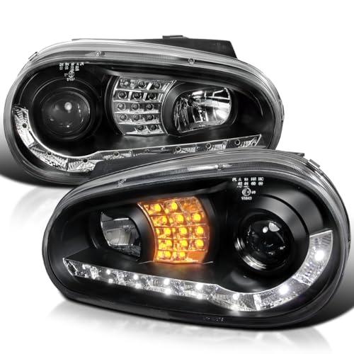 Spec D Tuning LHP GLF99JM 8V2 TM ブラックプロジェクターヘッドライト (R8スタイルハローLED信 並行輸入品の画像
