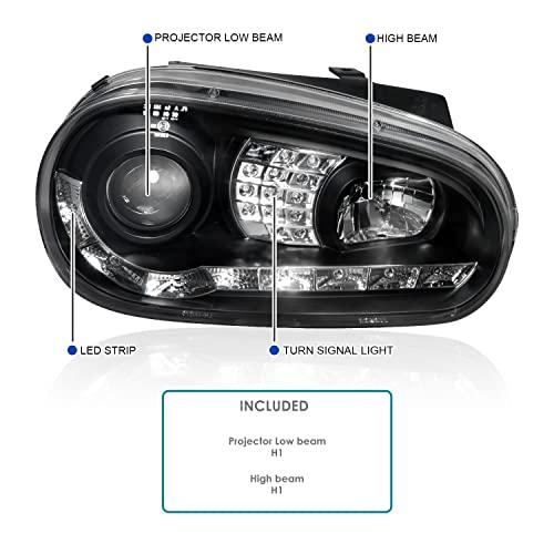 Spec D Tuning LHP GLF99JM 8V2 TM ブラックプロジェクターヘッドライト (R8スタイルハローLED信 並行輸入品の画像