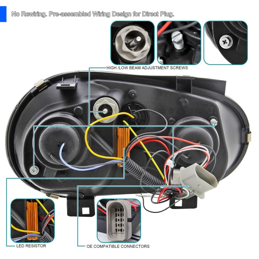 Spec D Tuning LHP GLF99JM 8V2 TM ブラックプロジェクターヘッドライト (R8スタイルハローLED信 並行輸入品の画像