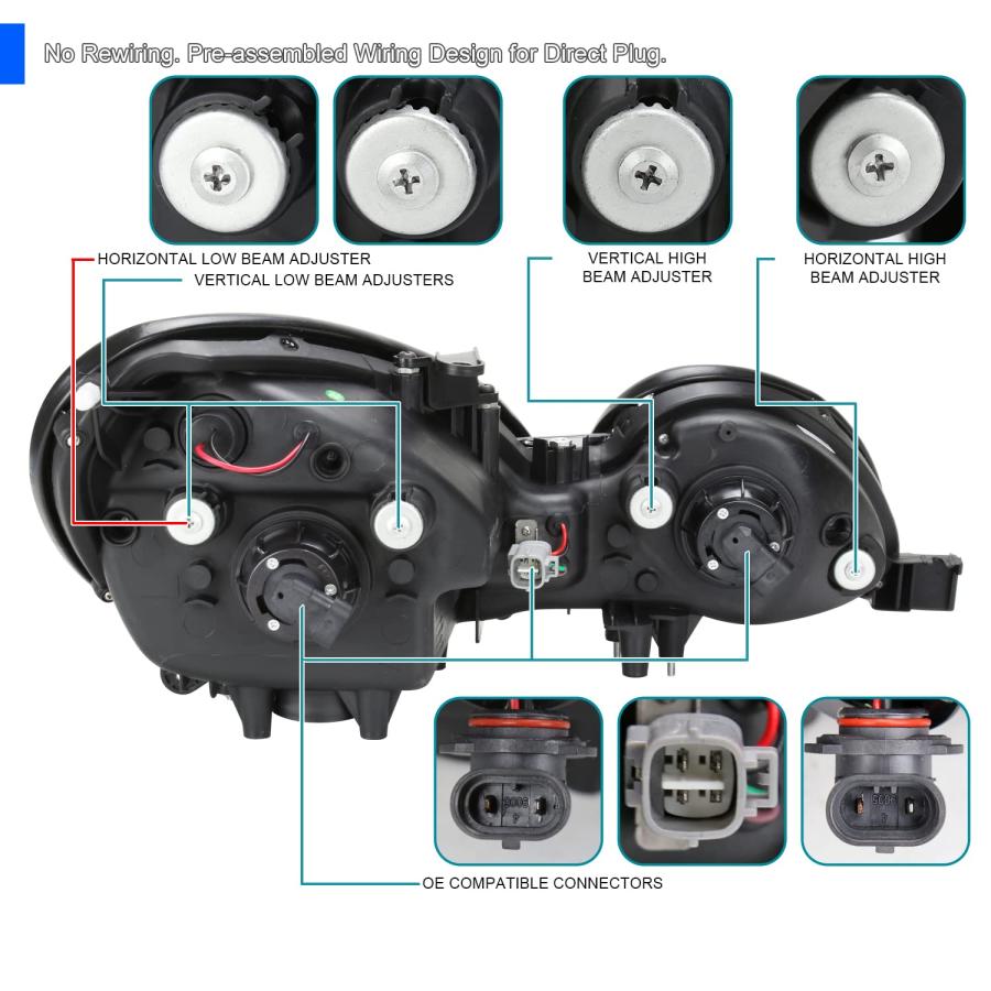 Spec D Tuning LHP GS30098JM RS ブラックプロジェクターヘッドライト (ハローハウジング   工場キセ 並行輸入品の画像