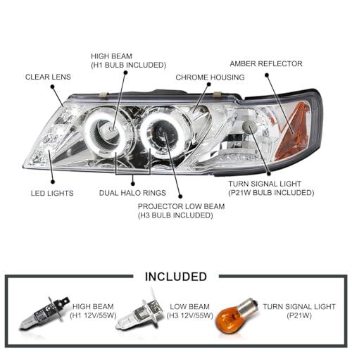 【並行輸入品】Spec D Tuning Halo LED クロームハウジング クリアレンズ プロジェクターヘッドライト 1995 1999 Nの画像
