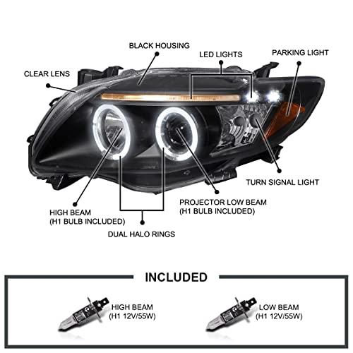 【並行輸入品】Spec D Tuning 2LHP COR09JM TM ブラック プロジェクター ヘッドライト (ハローハウジング) Specの画像
