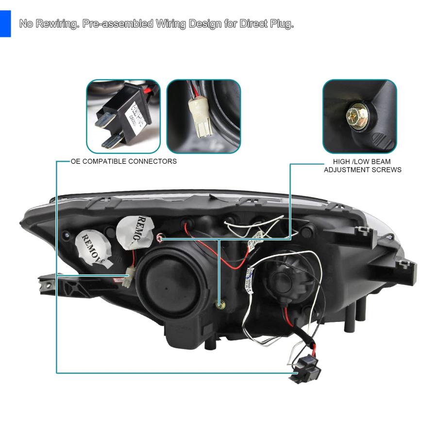 Spec D Tuning Halo + LED プロジェクター ヘッドライト ブラック 2000