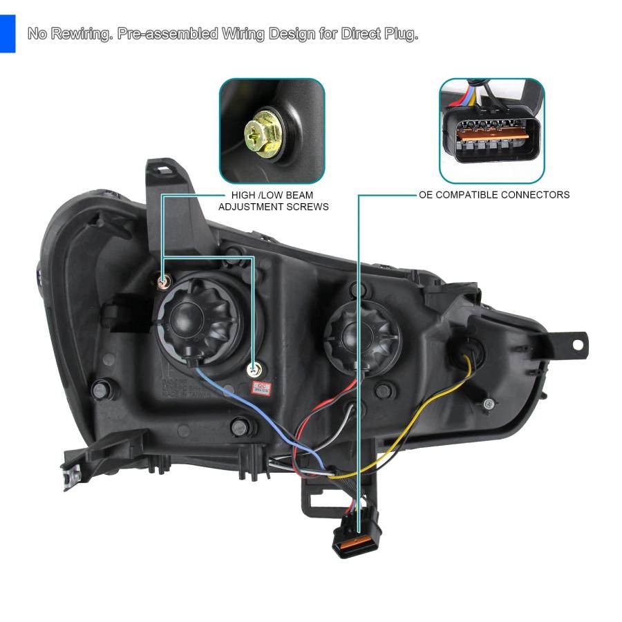 【並行輸入品】Spec D Tuning 2LHP EVO08G 8 TM ブラックプロジェクターヘッドライト (スモークレンズ付き光沢ハウジンの画像