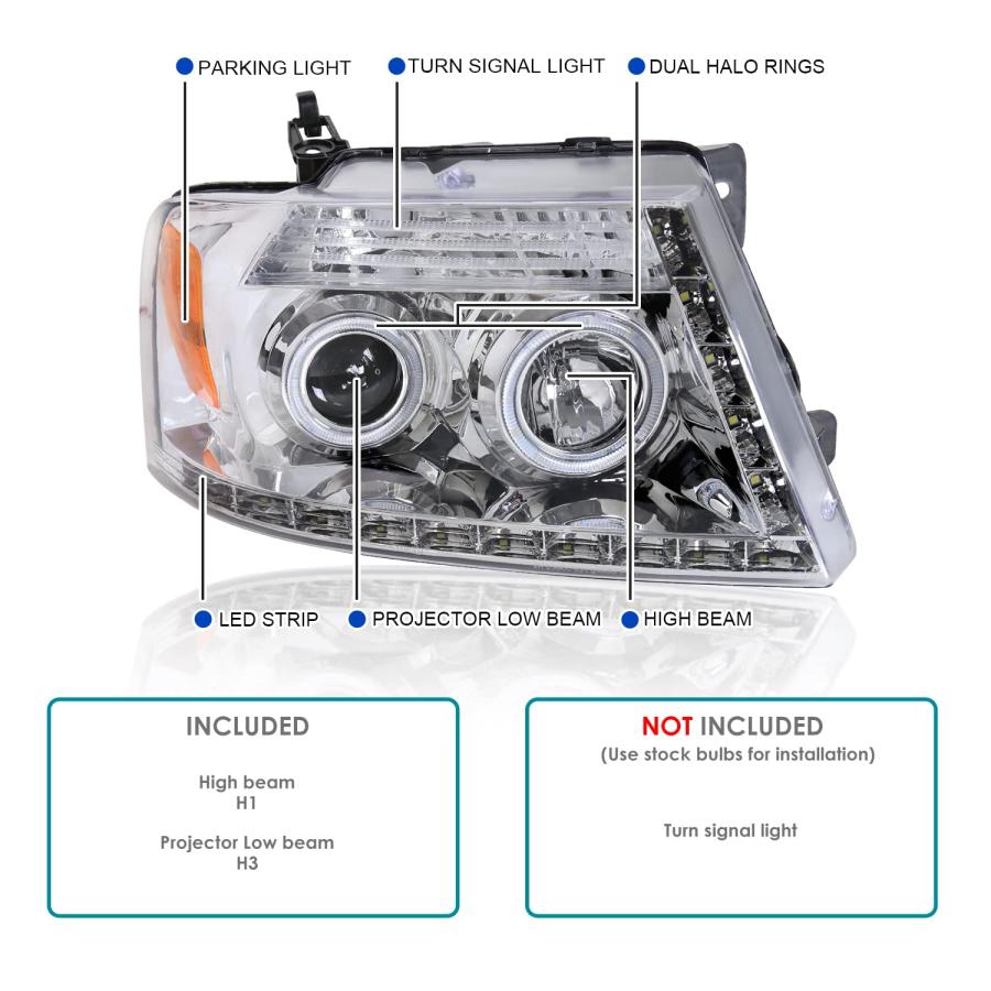【並行輸入品】Spec D Tuning 2LHP F15004 8 RS プロジェクターヘッドライト (04 08 フォード F150 R8)の画像