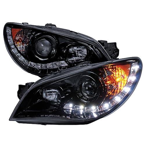 Spec D Tuning 光沢ブラック ハウジング スモークレンズ ヘッドライト + R8 LED ランプ 2006 2007  並行輸入品の画像