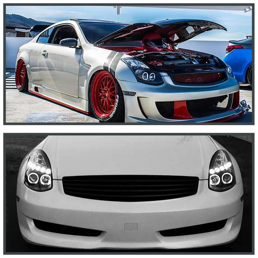 Spec D Tuning LHP G35032JM TM ブラックプロジェクターヘッドライト (ハウジング1つ HID互換 D2 並行輸入品の画像