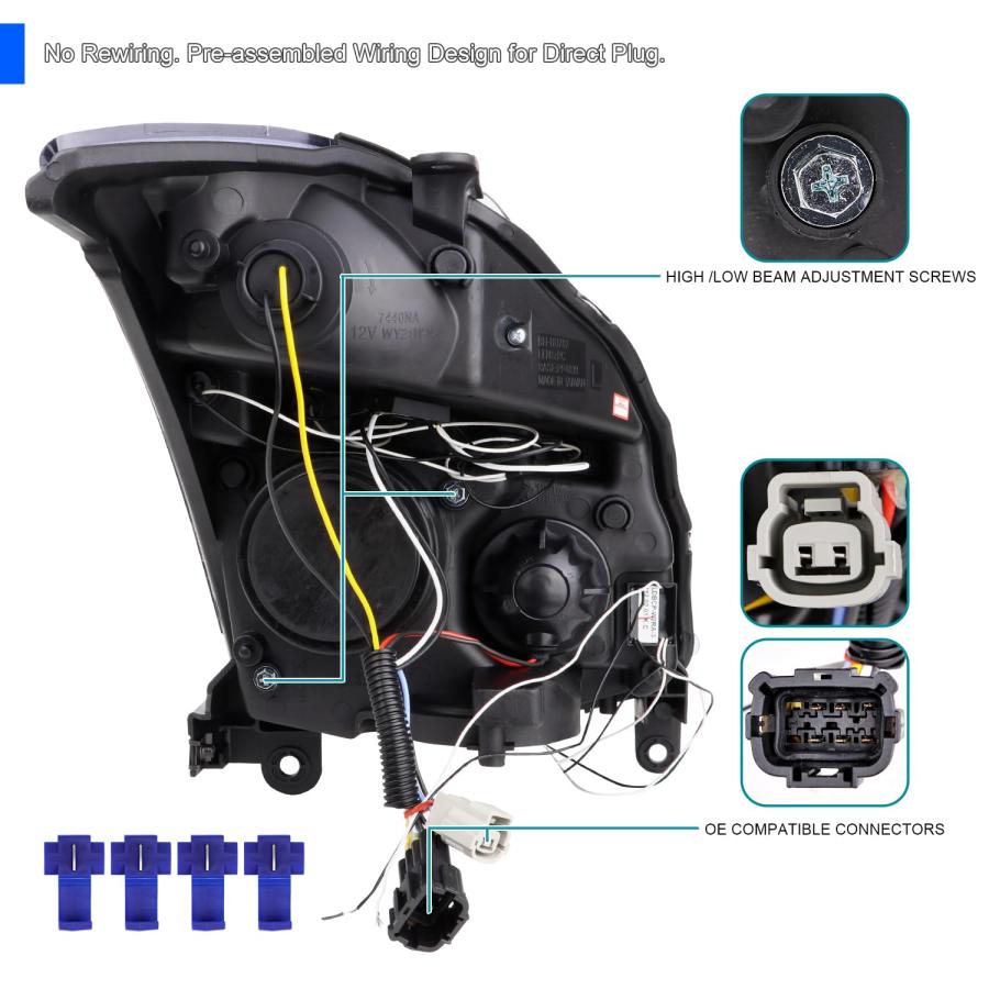 Spec D Tuning LHP G35032JM TM ブラックプロジェクターヘッドライト (ハウジング1つ HID互換 D2 並行輸入品の画像