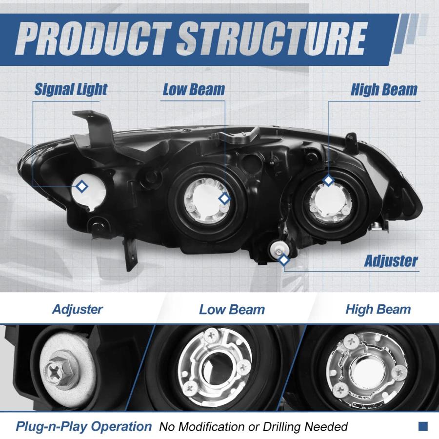Auto Dynasty Headlights Assembly Compatible with 2004 2005 Honda 並行輸入品の画像