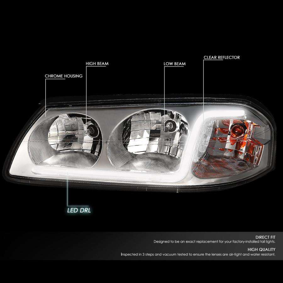 Auto Dynasty Pair of Chrome Housing Clear Corner LED DRL Headlig 並行輸入品の画像