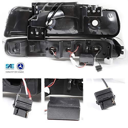 【並行輸入品】AKKON ブラックベゼル 99 02 シボレー シルバラード ヘッドライト交換用 + LEDバンパーシグナルライト 4個セッ_4