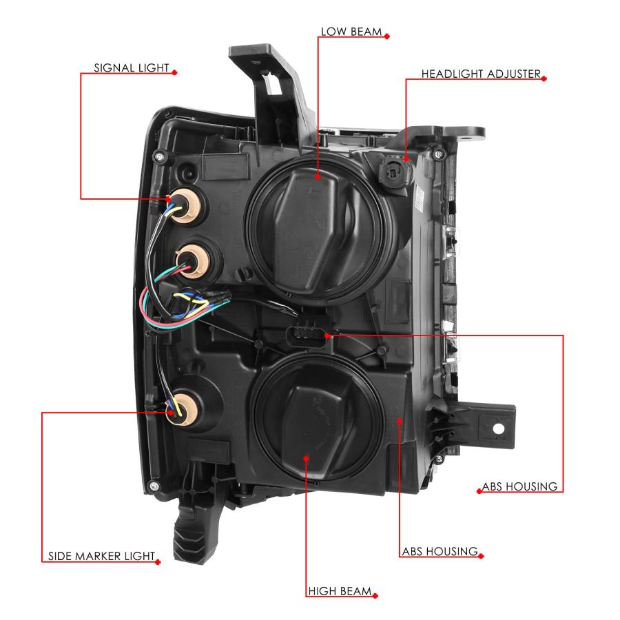 【並行輸入品】 Auto Dynasty Compatible with Chevy Silverado 1500 Black Housingの画像