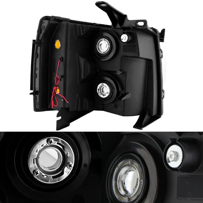 【並行輸入品】Silverado 2007 2013 1500 | 07 14 2500HD 3500HD ブラック LED ヘッドライト +の画像