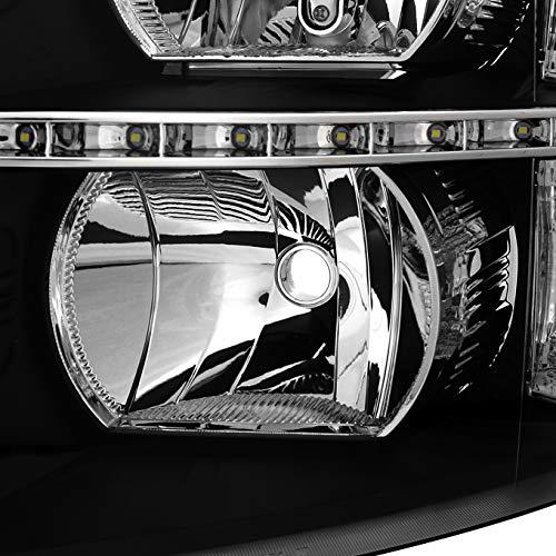 【並行輸入品】Silverado 2007 2013 1500 | 07 14 2500HD 3500HD ブラック LED ヘッドライト +の画像