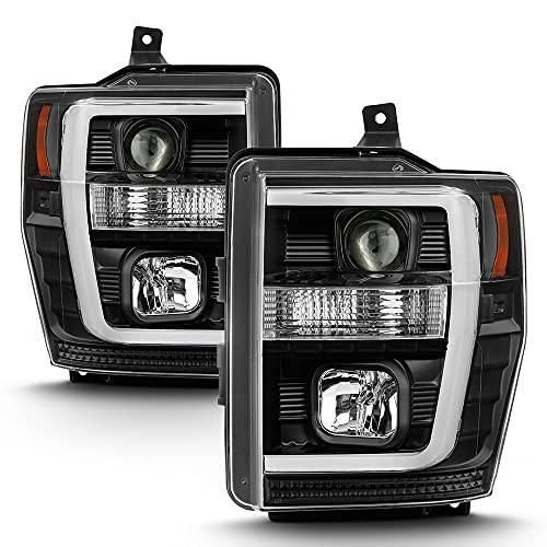 【並行輸入品】スーパーデューティー ブラック LED チューブ プロジェクター ヘッドライト ドライバー+助手席ペア AKKON   For 2の画像