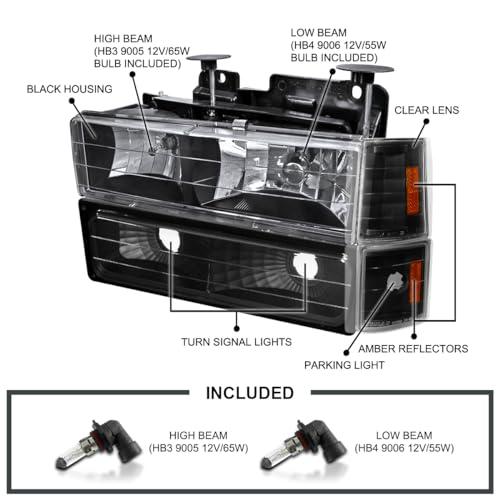 【並行輸入品】 Spec D Tuning Black Headlights + Bumper Lights + Corner Lights Cの画像