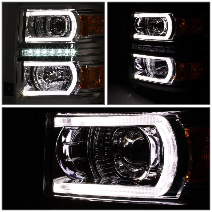 【並行輸入品】DNA MOTORING HL LB CS15 CH AM ペア LED DRL+ U チューブバー プロジェクターヘッドライトの画像