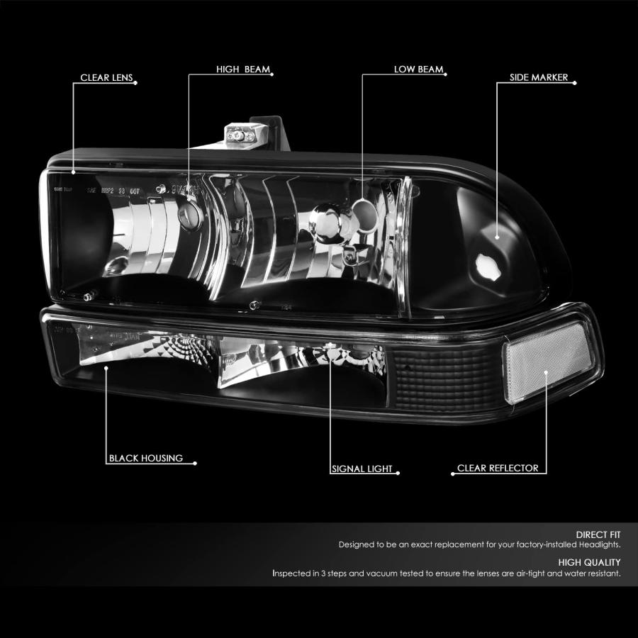 【並行輸入品】DNA Motoring HL OH S10984P BK CL1 ブラックハウジング クリアコーナーヘッドライト交換用 98 0の画像
