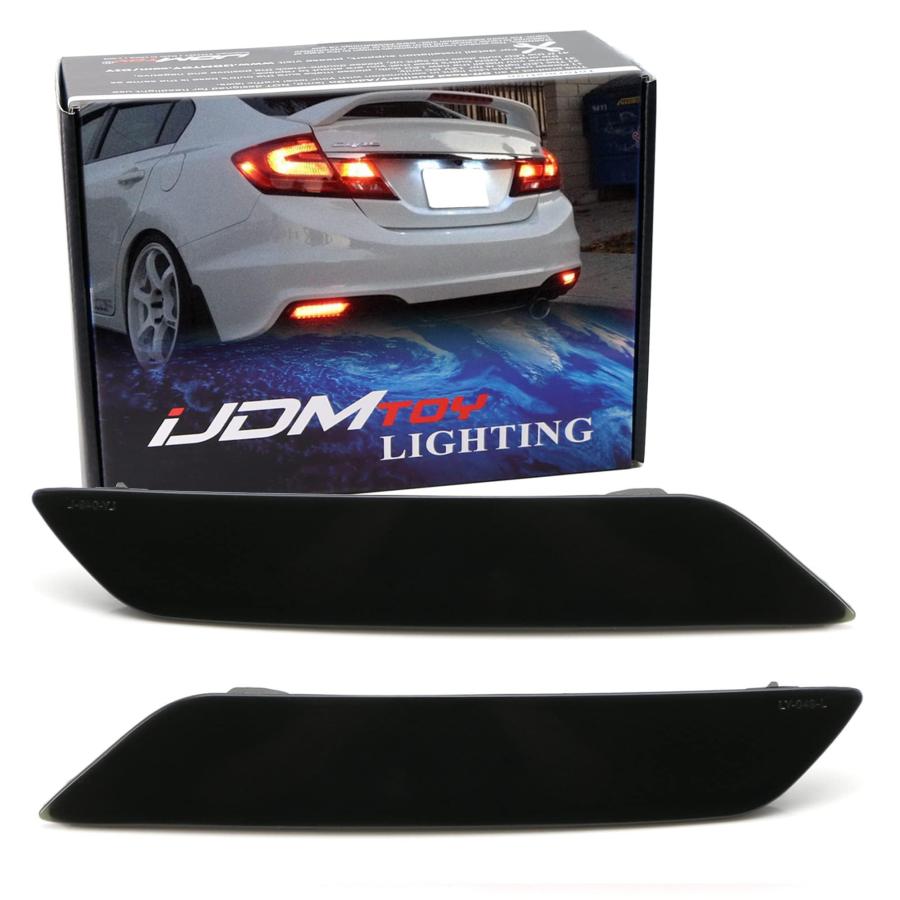 iJDMTOY スモークレンズ 60 SMD LEDバンパーリフレクターライト 2013 2015 ホンダシビックセダン対応 テー 並行輸入品の画像