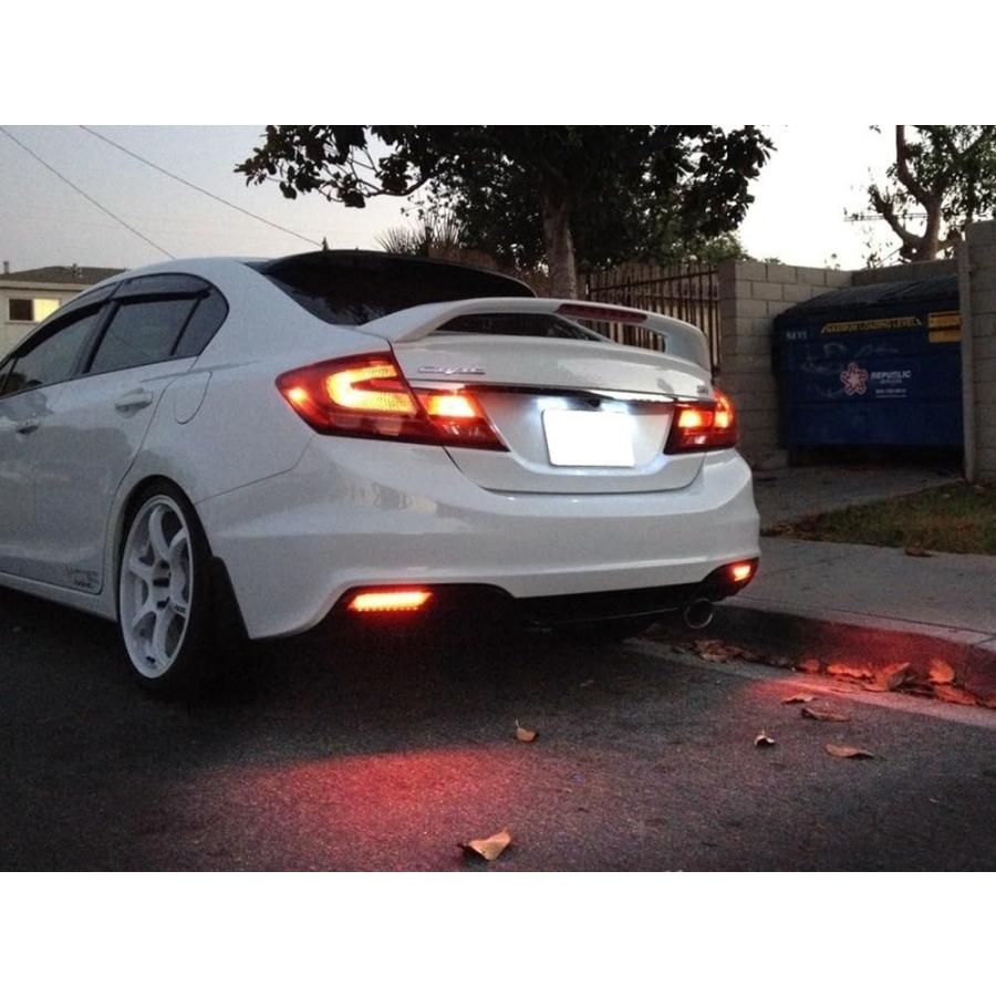 iJDMTOY スモークレンズ 60 SMD LEDバンパーリフレクターライト 2013 2015 ホンダシビックセダン対応 テー 並行輸入品の画像