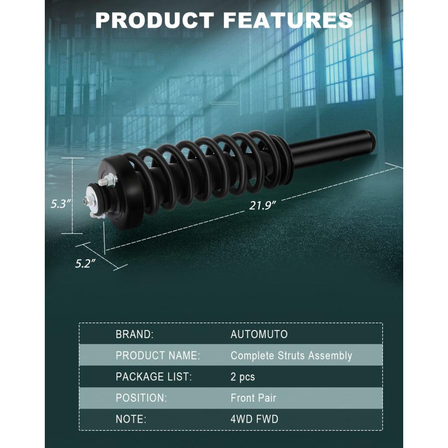 【並行輸入品】 AUTOMUTO Strut Spring Assembly Front Pair Shock Absorber Fit 199の画像