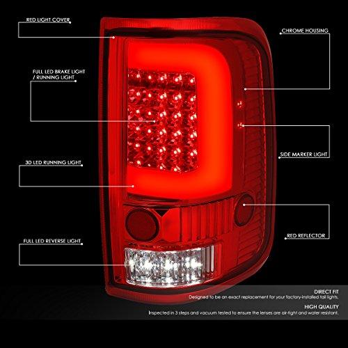 クロムレッドレンズ 3D LEDストライプ バーテールライト ブレーキ/リバースランプ 交換用 フォードF150 Lobo 04  並行輸入品の画像