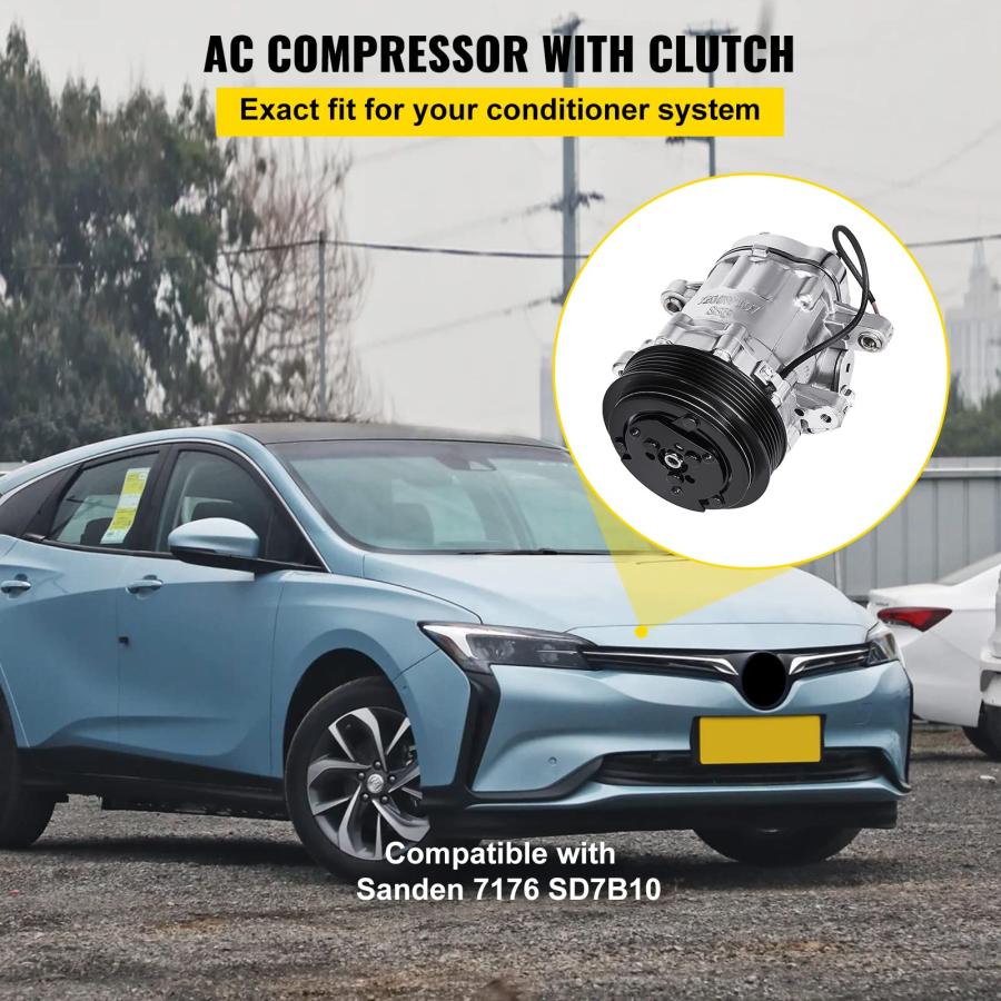 Mophorn CO7176C サンデンスタイル ユニバーサルエアコン ACコンプレッサー 7176 SD7B10 2010061 並行輸入品の画像