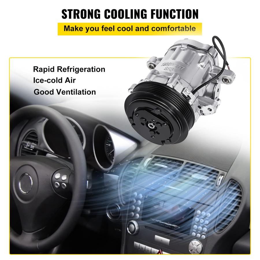 Mophorn CO7176C サンデンスタイル ユニバーサルエアコン ACコンプレッサー 7176 SD7B10 2010061 並行輸入品の画像