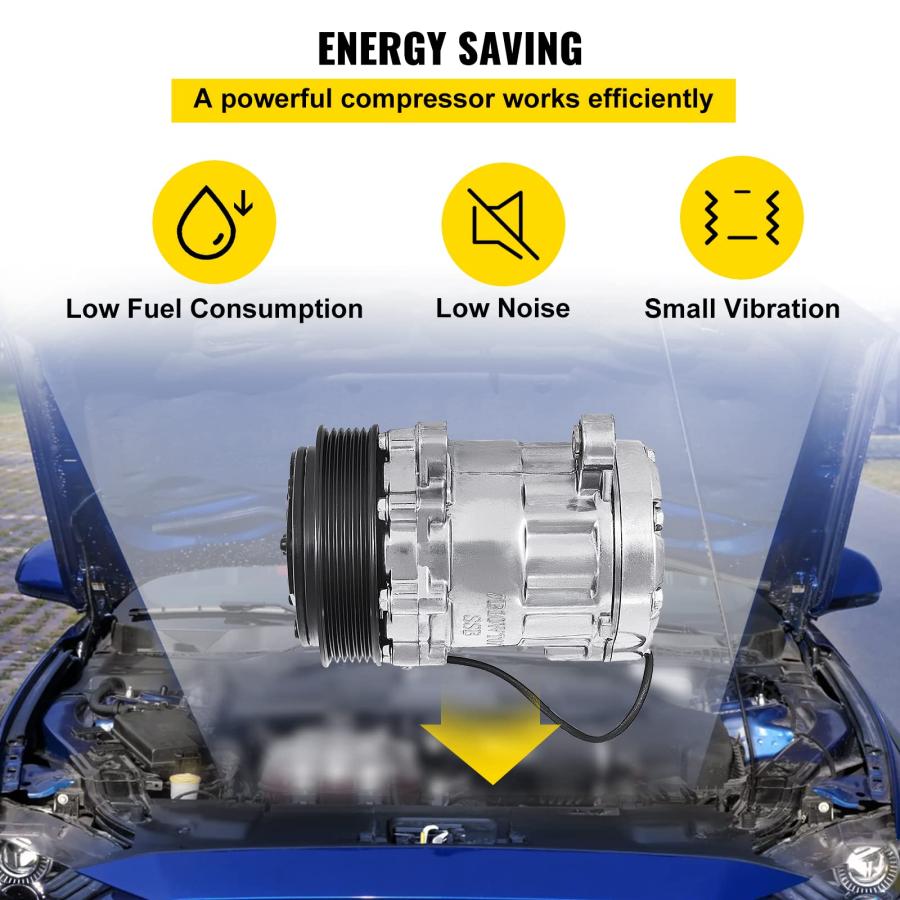 Mophorn CO7176C サンデンスタイル ユニバーサルエアコン ACコンプレッサー 7176 SD7B10 2010061 並行輸入品の画像