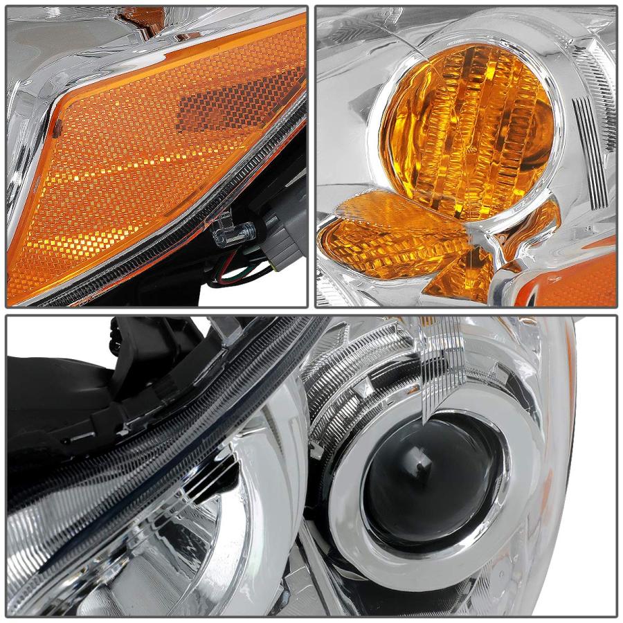 Auto Dynasty ペアクロームハウジング LED アンバー コーナーマーカー プロジェクター ヘッドライト アセンブリラン 並行輸入品の画像